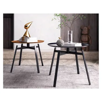 Modern Design Wholesale Nordic Wood Living Room Design Bed Round Metal Wooden Furniture Small Coffee Side Tea Table