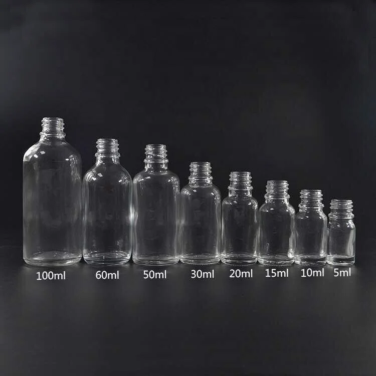 5ml 10ml 15ml 20ml 50ml 100ml Clear Glass Dropper Essential Oil Bottle 30ml 60ml 120ml