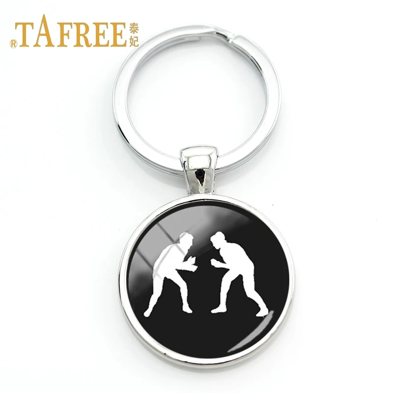 Fashion Wrestling Key Chain Student Gift Vintage Style Glass Round