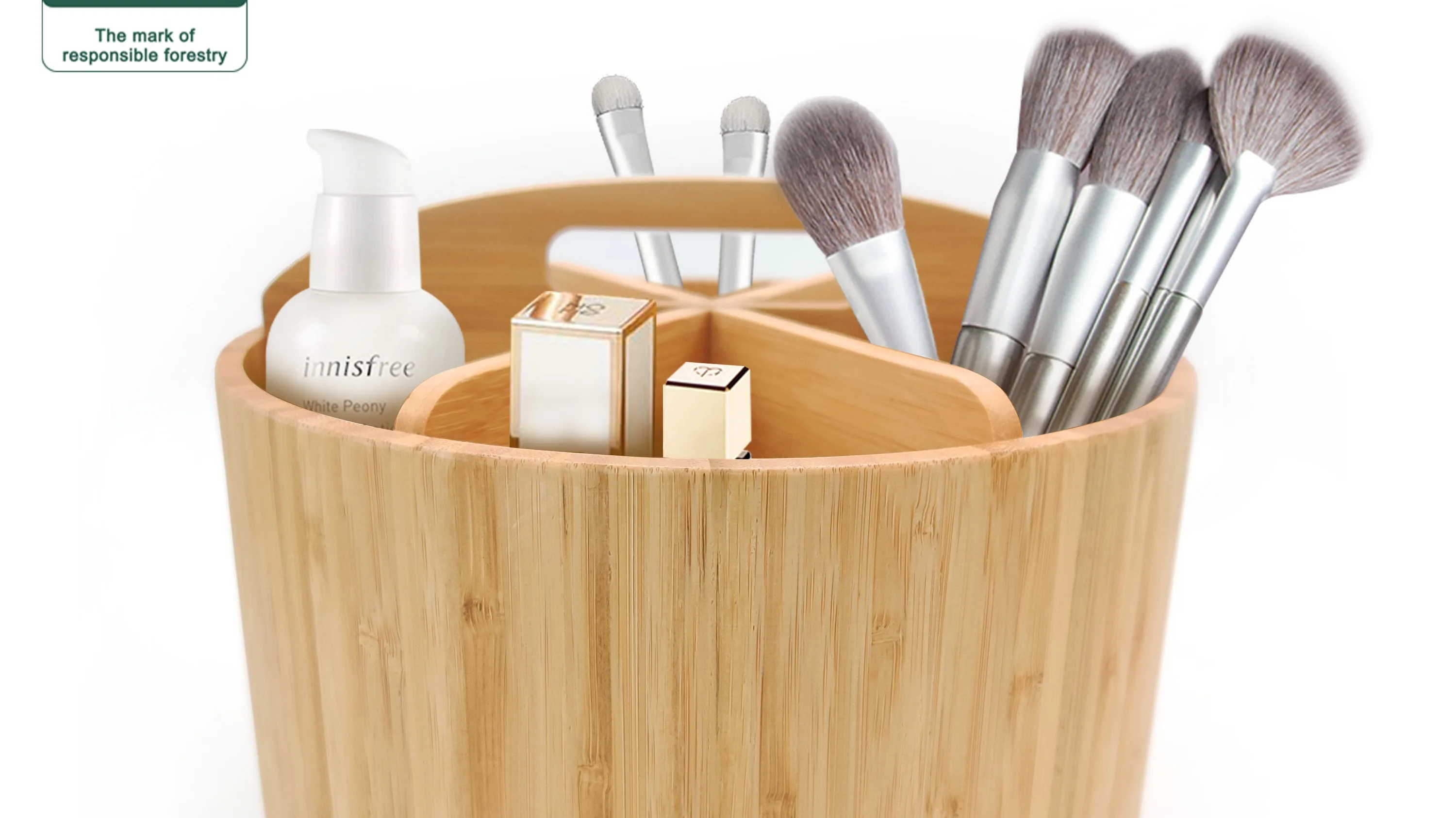 High Quality Wooden Round Pencil Holder Office Rotating Storage Holder