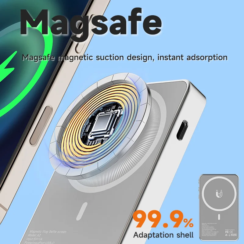 Drepint Selfie-monitor 4 Inch – Magnetisch, Met Ringlicht En Geluid, Voor Vloggen En Livestreaming
