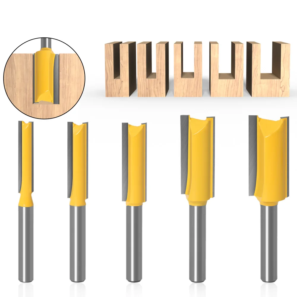 90 Degree Chamfering Cutter 45 Chamfer Bit CNC Machine Tool Flush Laminate Trimmer Straight Bit Router Bit Set 12Pcs