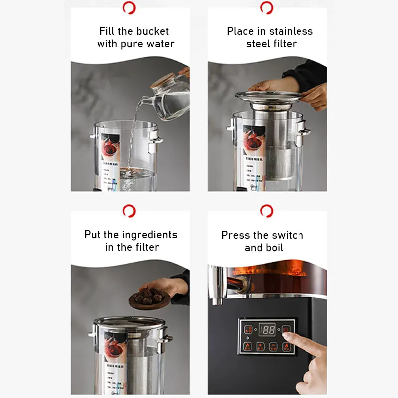 WINNERS 30L Automatic Tea Maker Commercial Use Tea Urn Coffee Maker Water Boiler with Visible Food Grade PC Material Barrel