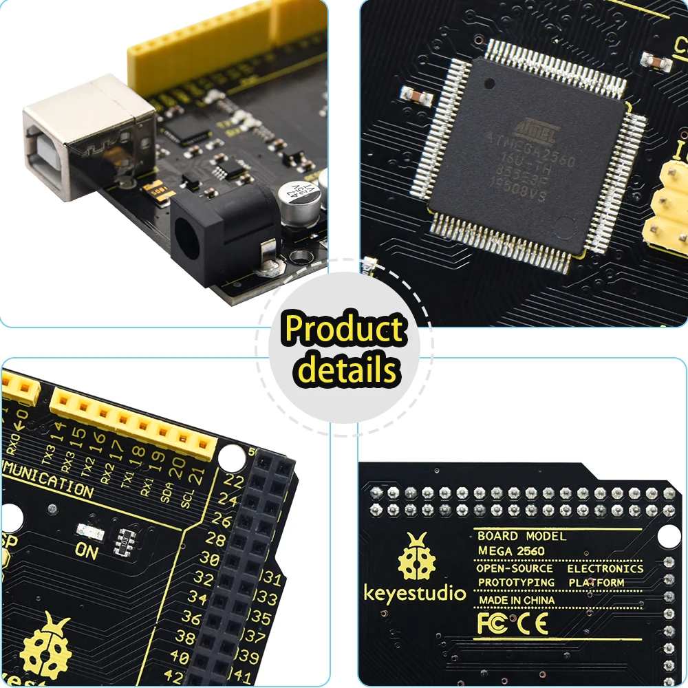 Keyestudio MEGA Development 2560 R3 Board Compatible with Arduino Mega 2560 Microcontroller Board
