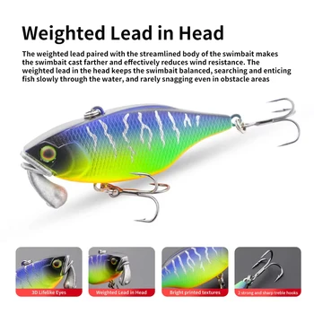 Cheery 60mm/18g Hard Artificial Plastic Bait Sinking VIB Lure Rattle Beads Wobbler for Carp Fishing Printed for Bass Trout Fishi – Hard Lure – view 5