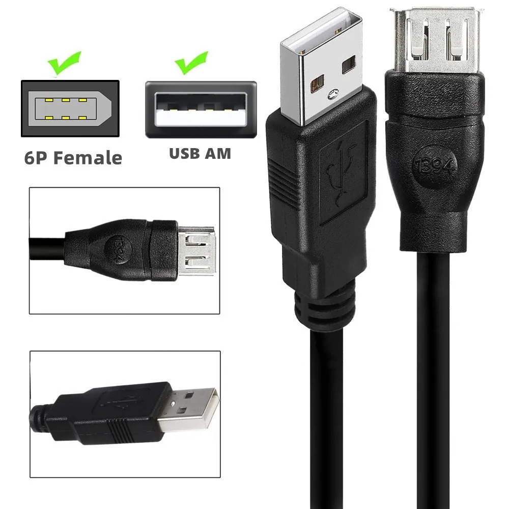 Connecteur USB mâle pour Firewire IEEE 1394, 6 broches femelle vers USB 2.0  Type A, adaptateur mâle pour appareil photo, téléphone portable, lecteur  MP3 - AliExpress