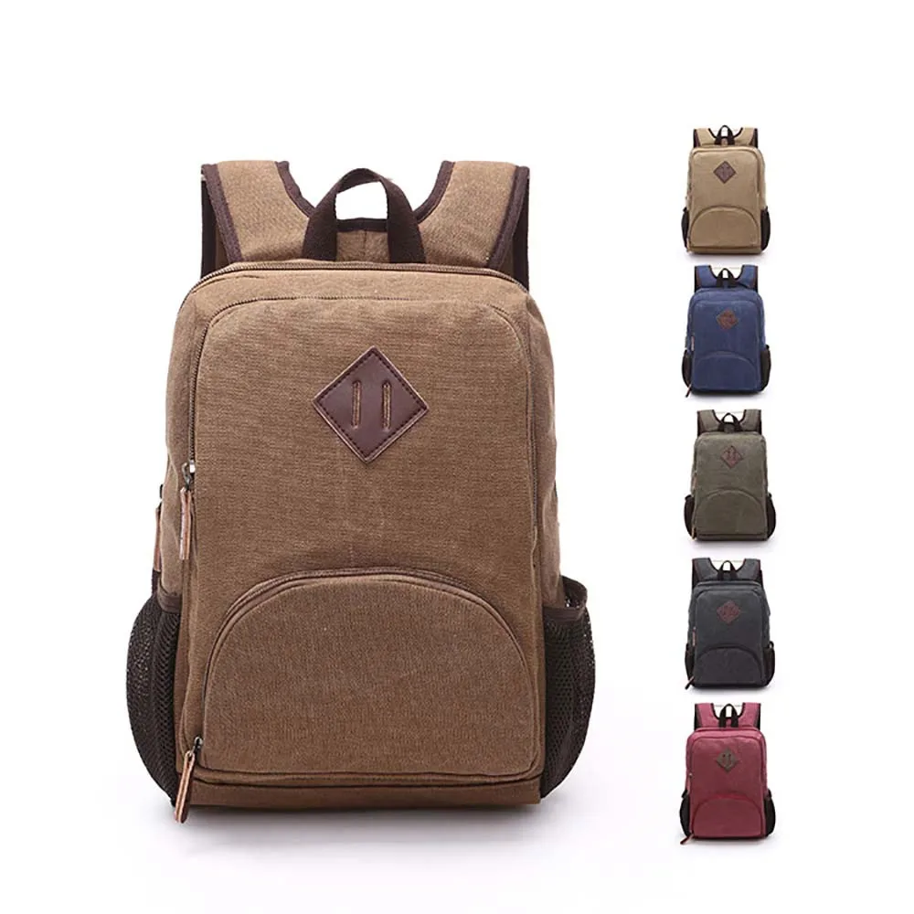 in stock simple casual school bag canvas laptop backpack