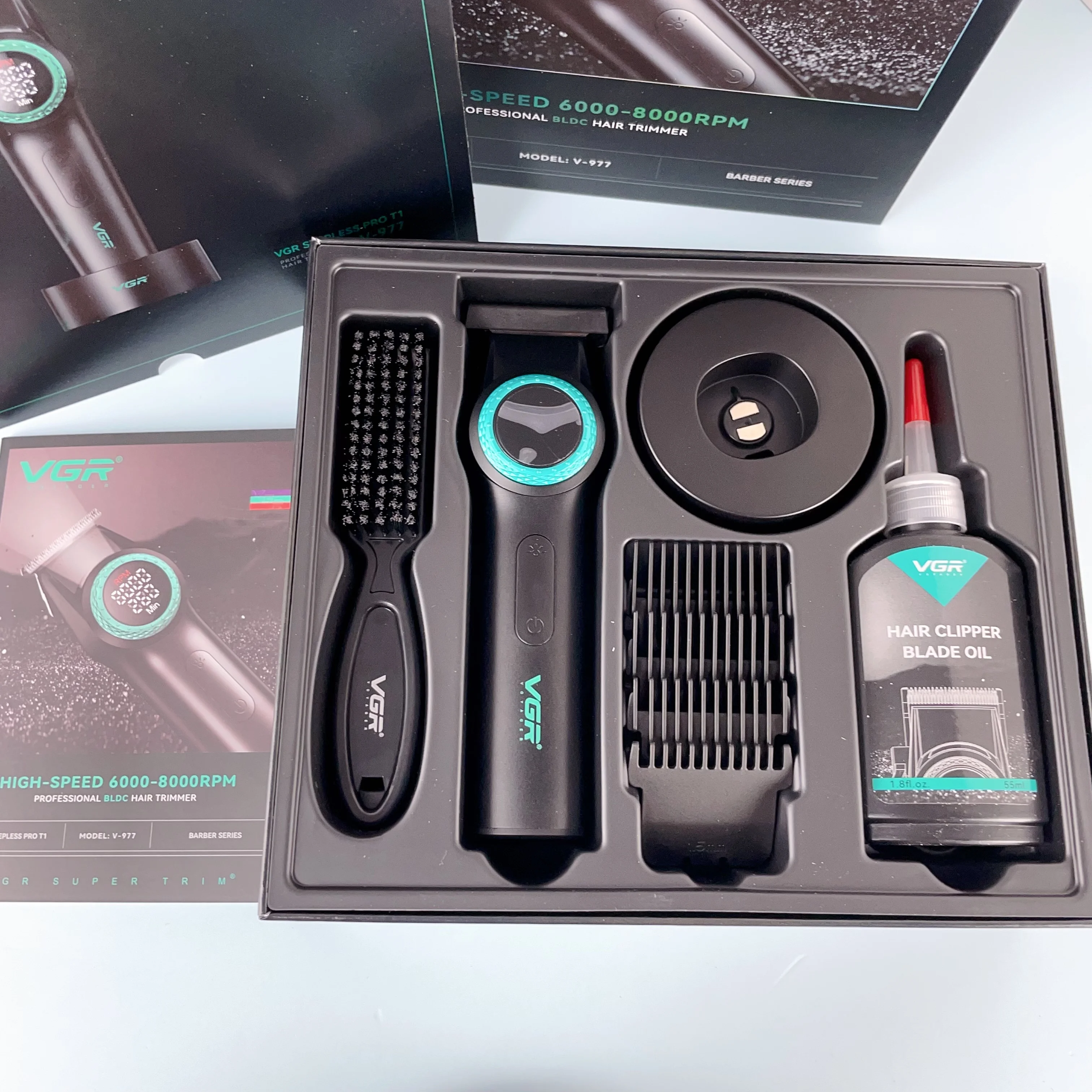 VGR V-977 Rechargeable Hair Clipper for Men - 9000RPM Stainless
