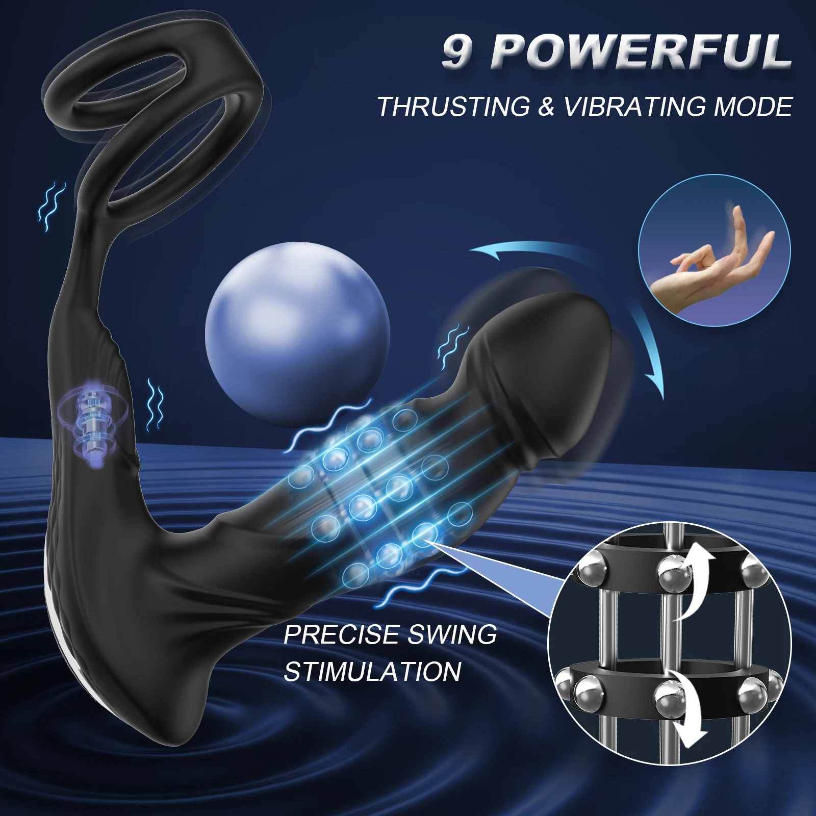 APP Control Soft Silicone Skin-friendly Adult Product Gay Anus Toys 9 Vibration Modes Anal Butt Plug Vibrator Cock Rings