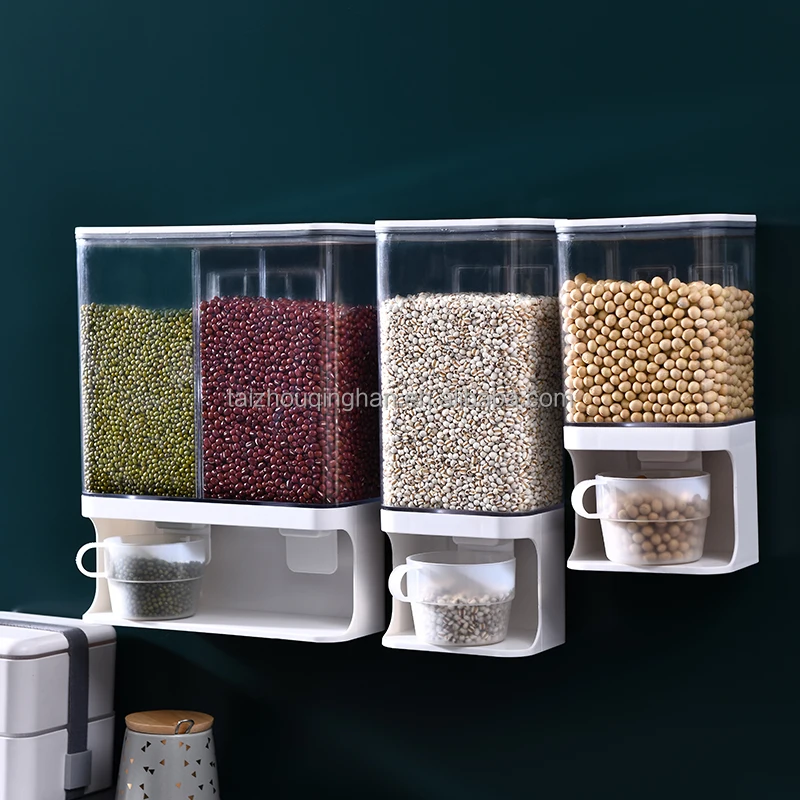 Kitchen Food Storage Container Cereal Dispenser Oatmeal Wall Mounted 