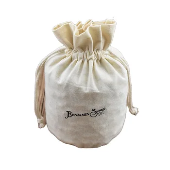 Custom Round Bottom Printed Eco-Friendly Cotton Fabric Muslin Drawstring Bag For Candle Packing Bag