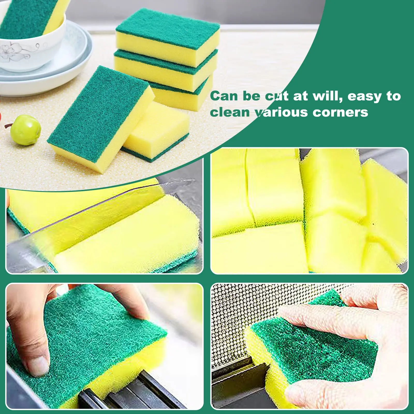 Dish Pan Pot Washing Scrub Sponge Kitchen Thick Scrubber Pad Cleaning 