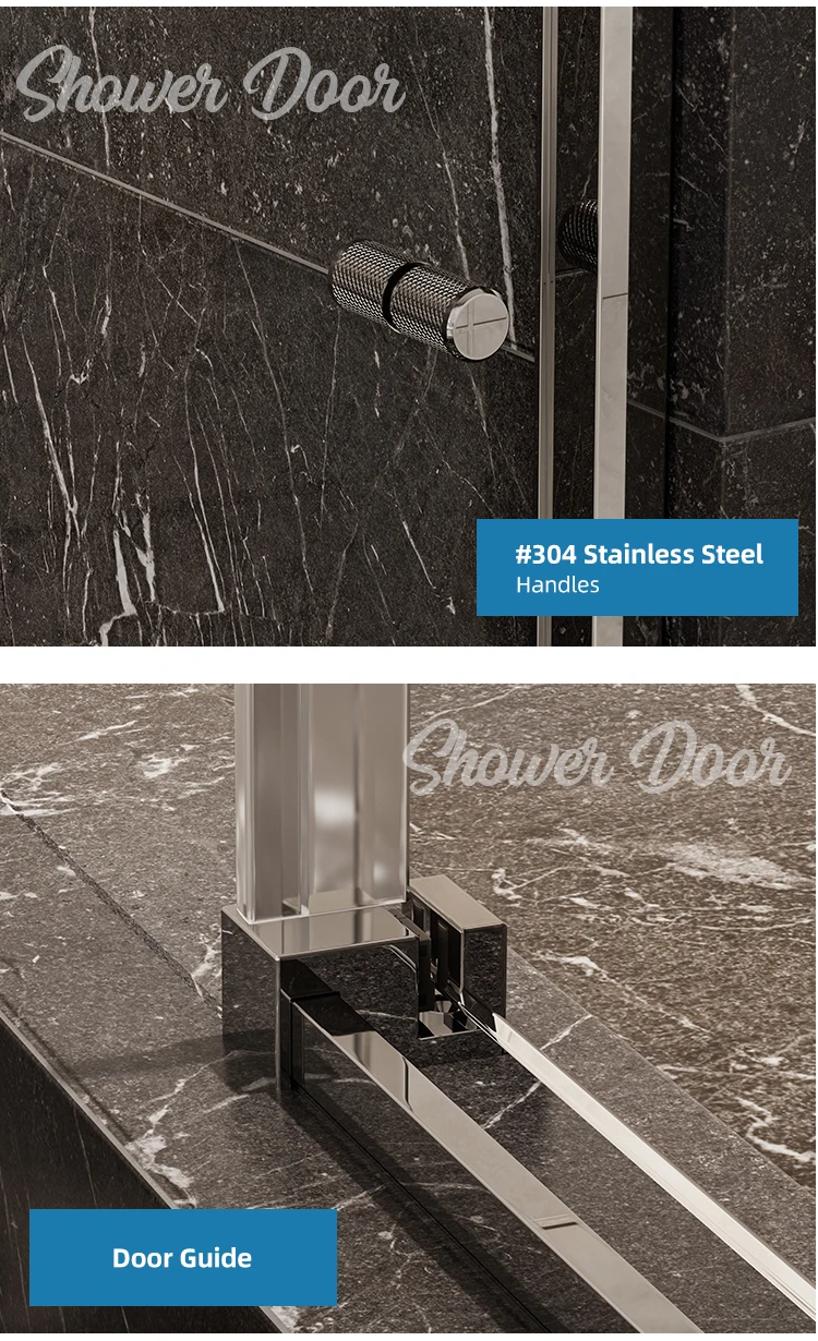 New Modern Design Bathroom Black Frame Shower Room Cabin 10mm Tempered Glass Sliding Shower Door