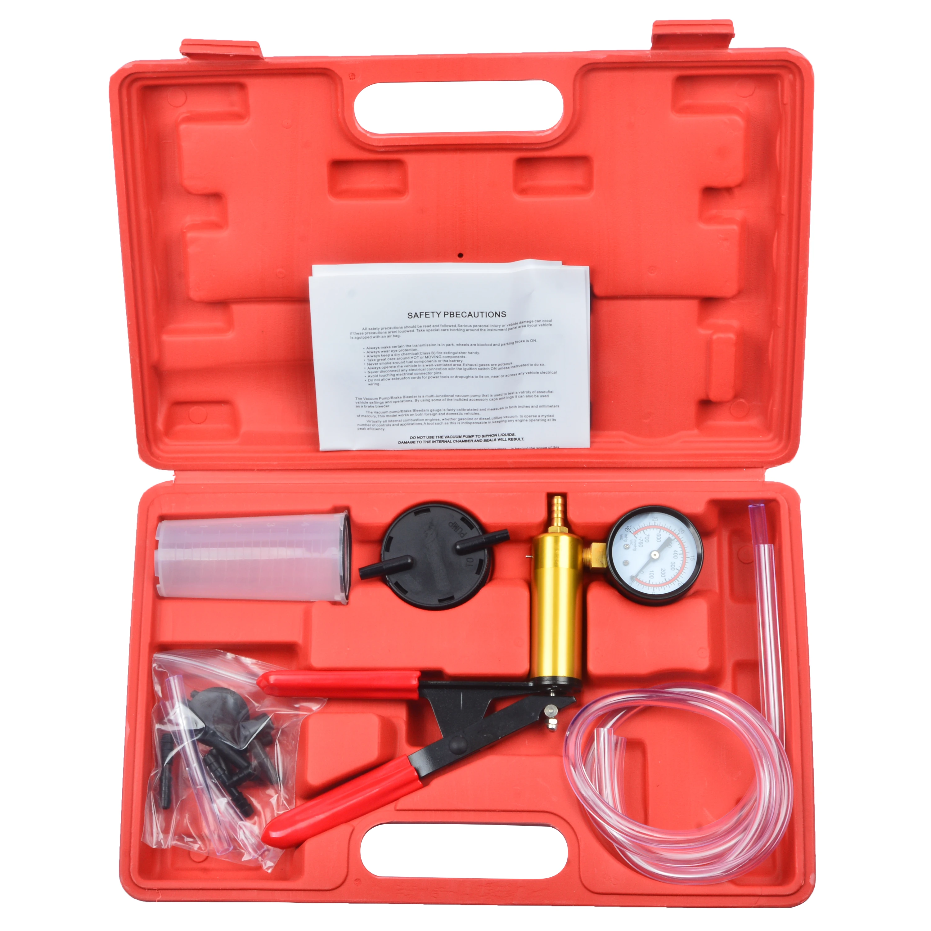 Swess Vacuum Pump and Brake Bleeder Kit-2 in 1 Hand Held Vacuum Pump Test for Automotive Tuner Tools with Adapters and Case 