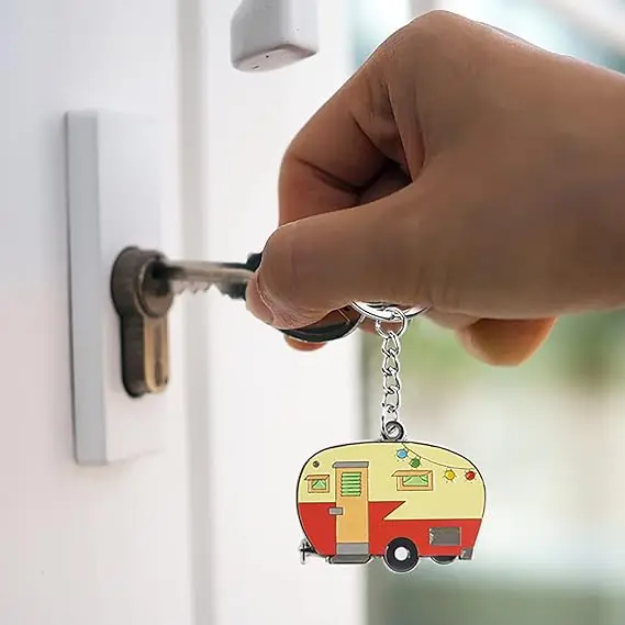 Eyoung 2d Camper Keychain Happy Rv Keyring Rv Keychain Couples Keychain