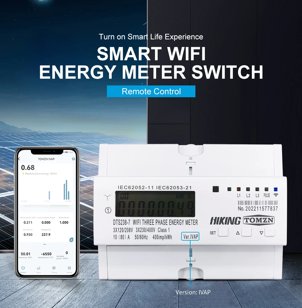 3 phase 80A TOMZN Tuya WIFI Smart Bidirectional Energy Meter timer Power Consumption Monitor kWh Meter Wattmeter SMARTLIFE
