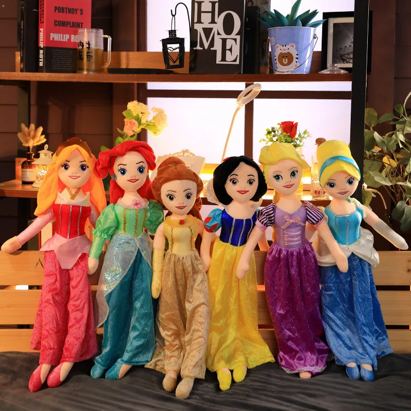 55CM Disney Plush Princess Snow White Sofia Cinderella Mermaid Rapunzel  Aurora Belle Plushie Stuffed Toy Figure Doll For Girls - AliExpress