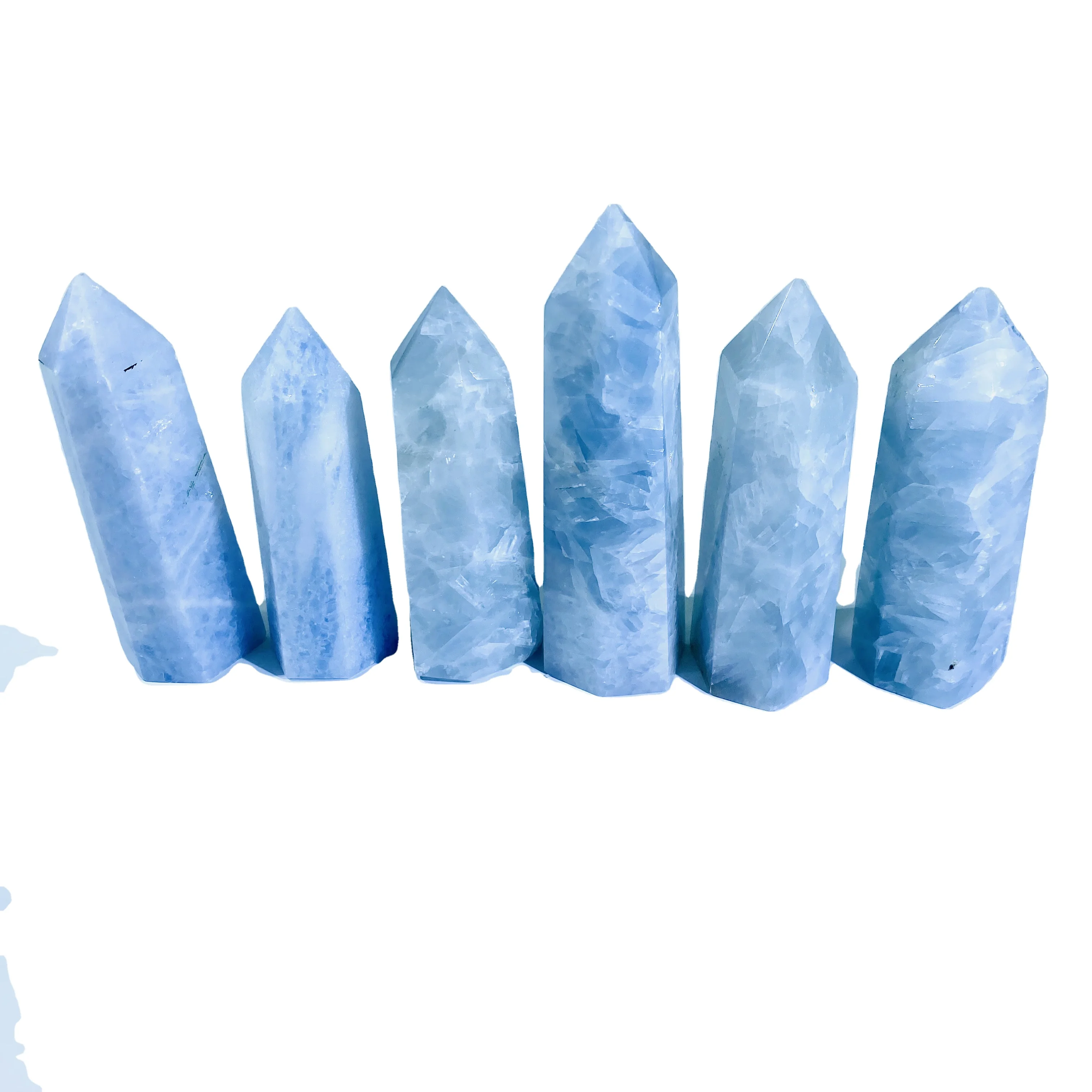 Натуральные кристаллические целестические палочки, полированные синие кварцевые башни кальцита для украшения
