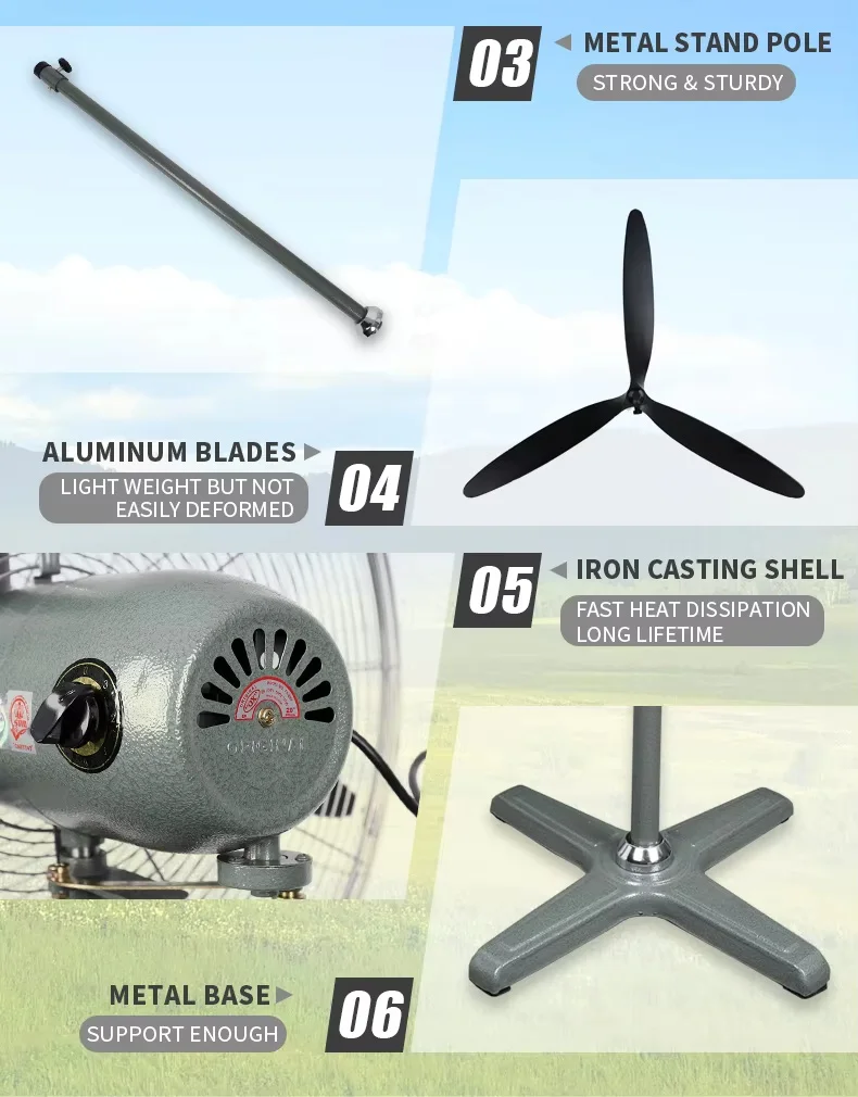 Industrial Stand Fan, 90-160, Metal - detail 14