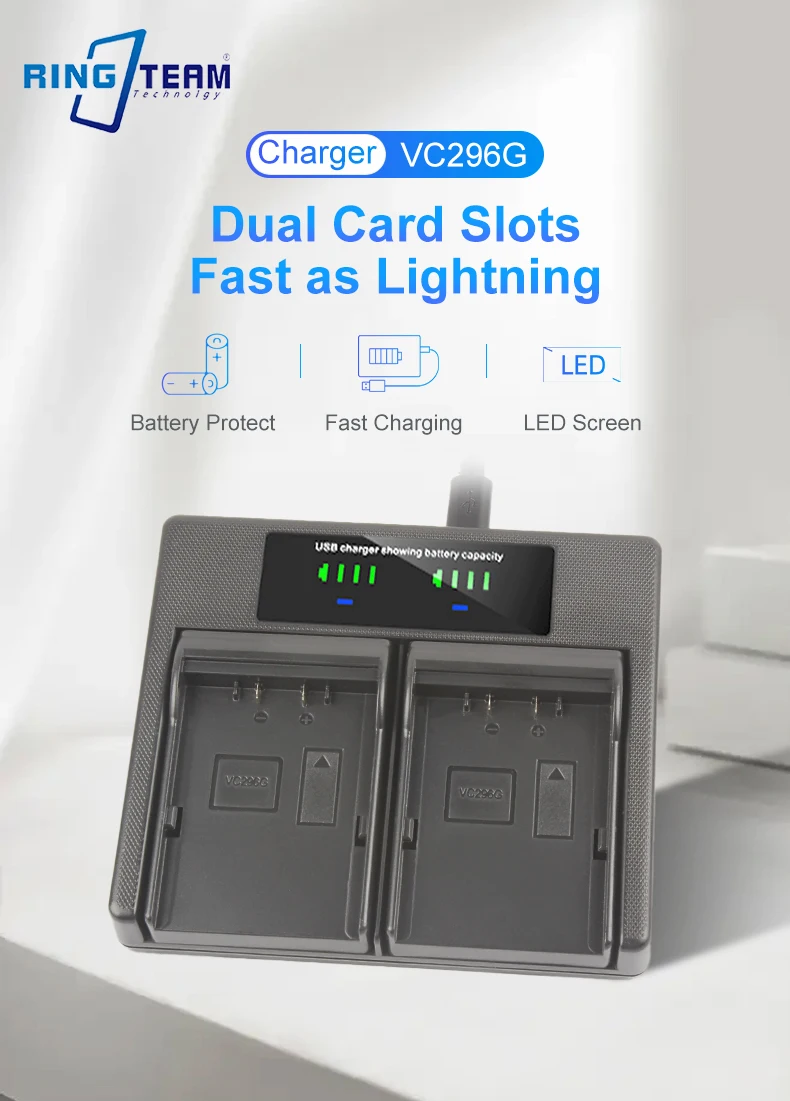 VC-296G Dual Charger with LCD Light VC296G Battery Charger for JVC BN-VC296G GY-HC500 GY-HC550 Battery manufacture