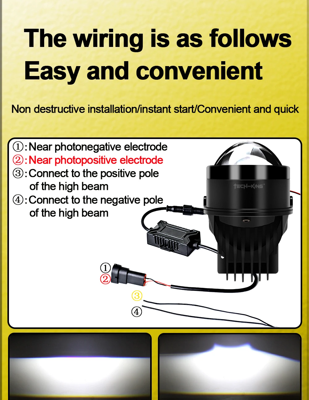 TECH-KING Automotive LED projector fog light 3-inch universal Matrix Automotive fog light retrofit accessory lens fog lamp