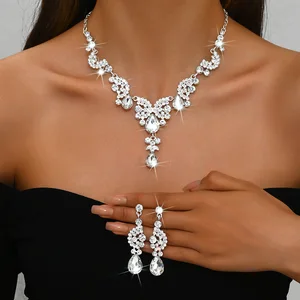 Designer Inspired Jewelry Sets Diamond Zircon Bridal Wedding Women's Earrings Necklaces Fancy Jewellery for Ladies Joias De Luxo