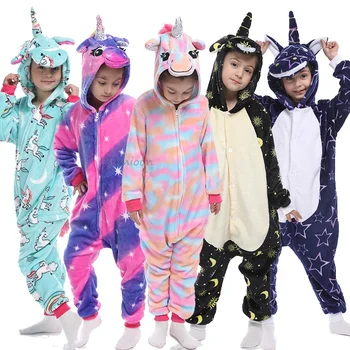 Wholesale Winter Kids Flannel Unicorn Pajamas Girls Cartoon Animal Onesie Sleep Pajamas women sleepwear pajama