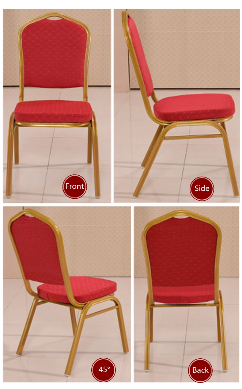 Luxury Restaurant Hotel Indoor Padded Stacking Banquet Chairs Wedding