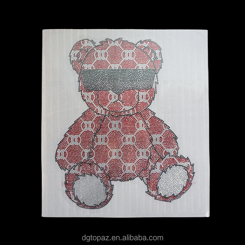 Factory wholesale ready to ship bee design iron on rhinestone transfer motif custom rhinestone heat transfer