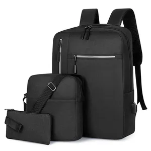Business Men's Backpack Three Piece Set Simple Solid Color Outdoor Leisure Backpack Wholesale for Students Backpacks