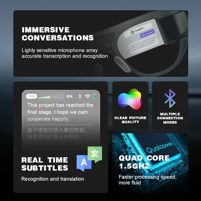 AI Smart AR Glasses HD Private Viewing Mobile Screen Augmented Reality Projection Wearable Devices for Gaming Similar Steam Deck