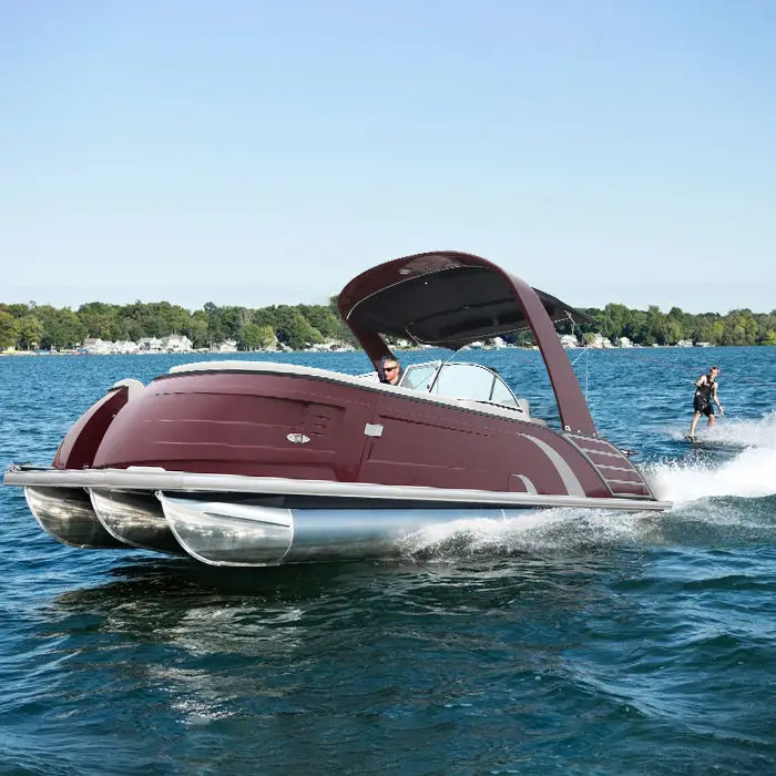 2023 Best Price Luxury Pontoon Boat 27" Customizable Fiberglass Boat With Electric Motor Made In