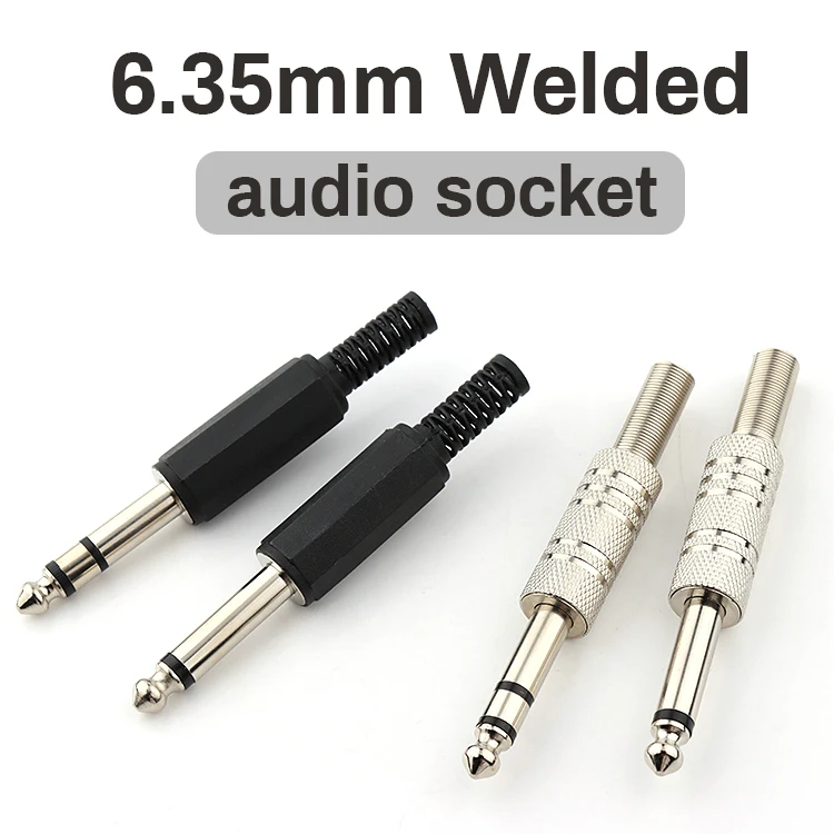 6.35mm Male Stereo Plug 3 Pole 2 Pole Male Audio Socket Welded 1/4 Trs