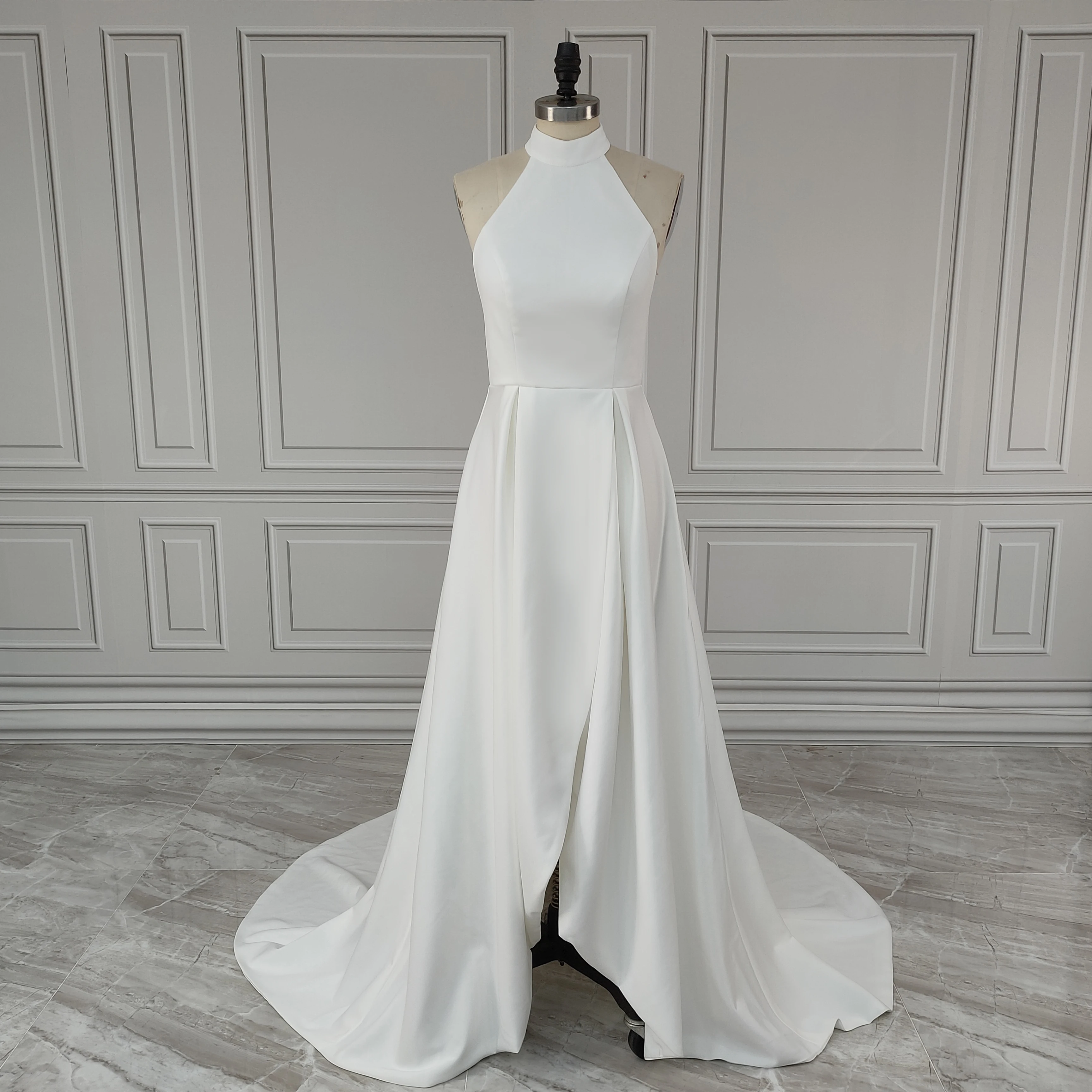 sachin and babi light blue dress High Neck Backless Mermaid Beach Wedding Dress White / Custom Size main image 0