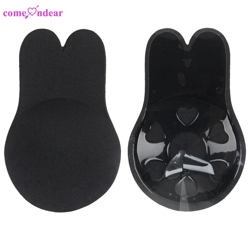 Buy Rainbow Bunny Stick on Bra Invisible Strapless Silicon jelley for deep  Neck Backless Dresses Fashionable (Cup Size Free) (28) Black at
