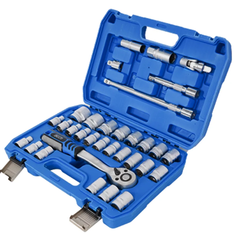 KARJOYS 32 Pcs Car Repair Tool Box Spanner Chrome Vanadium Hand Tools And Ratchet Wrench Socket Set