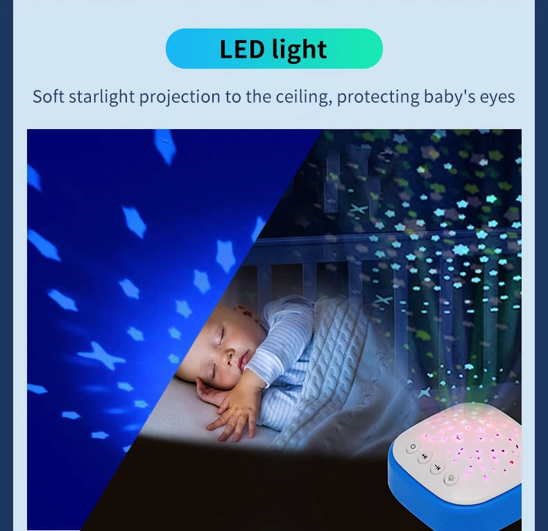 Jumon White Noise Machine Soothing Sounds Starry Night Light Baby Sleep ...