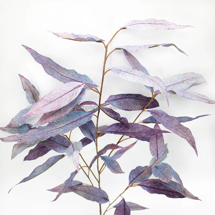 Autumn Purple Color Real Touch Eucalyptus Stem Artificial Eucalyptus