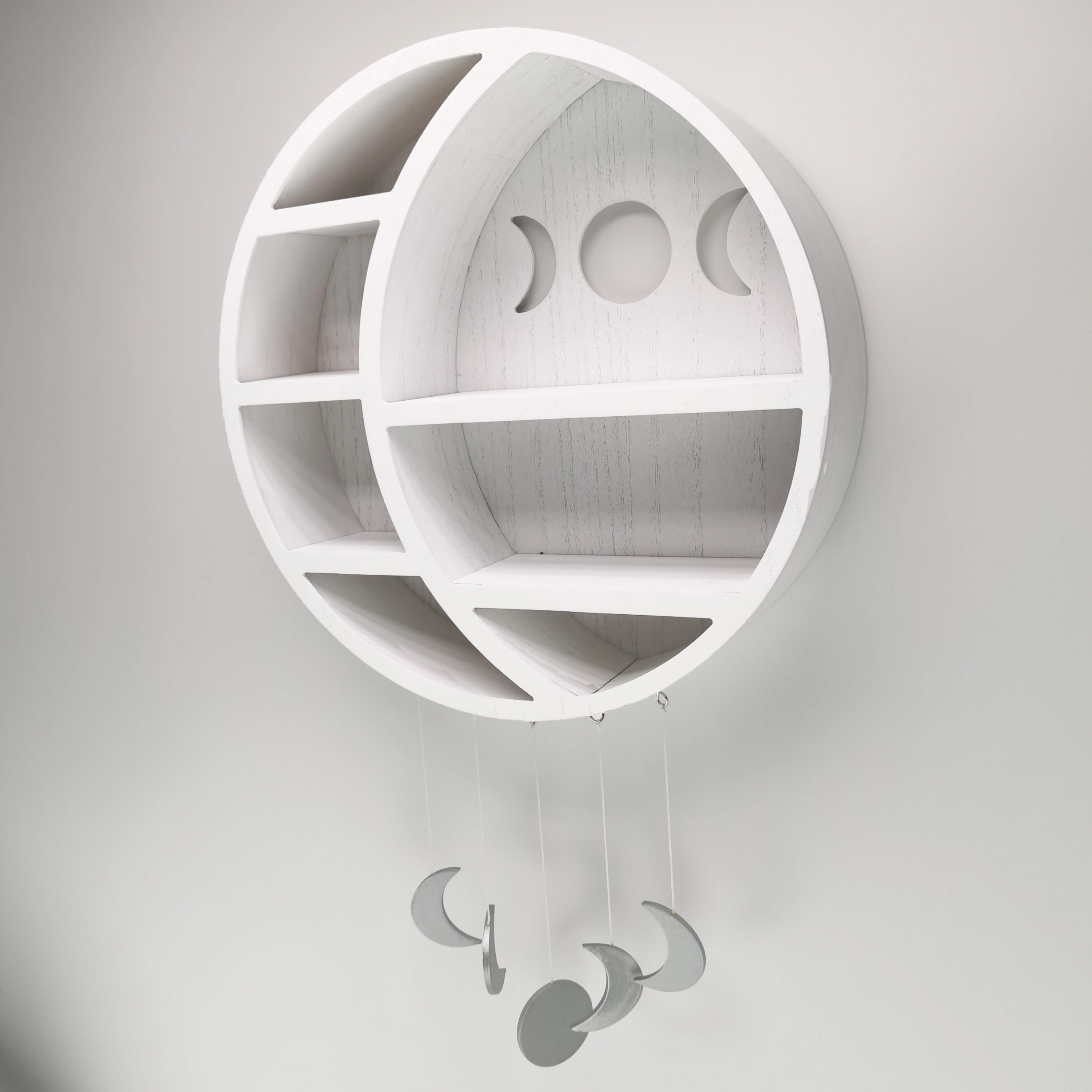 Essential Oil Small Plant Gothic Witchy Crescent White Moon Shelf for Crystals Stone