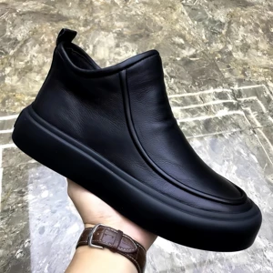 British Style Leather Chelsea Shoes Men Fall and Winter New Thick Bottom Tide Short Casual Martin Boots Shoes
