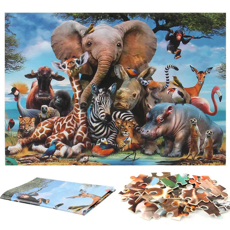 1000piece Jigsaw Puzzle Animal World Puzzles For Adults Kids Learning Education 