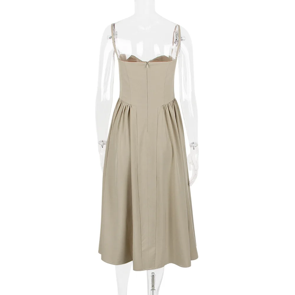 2023 New Elegant Solid Slip Midi Dresses For Women - Buy Elegant ...
