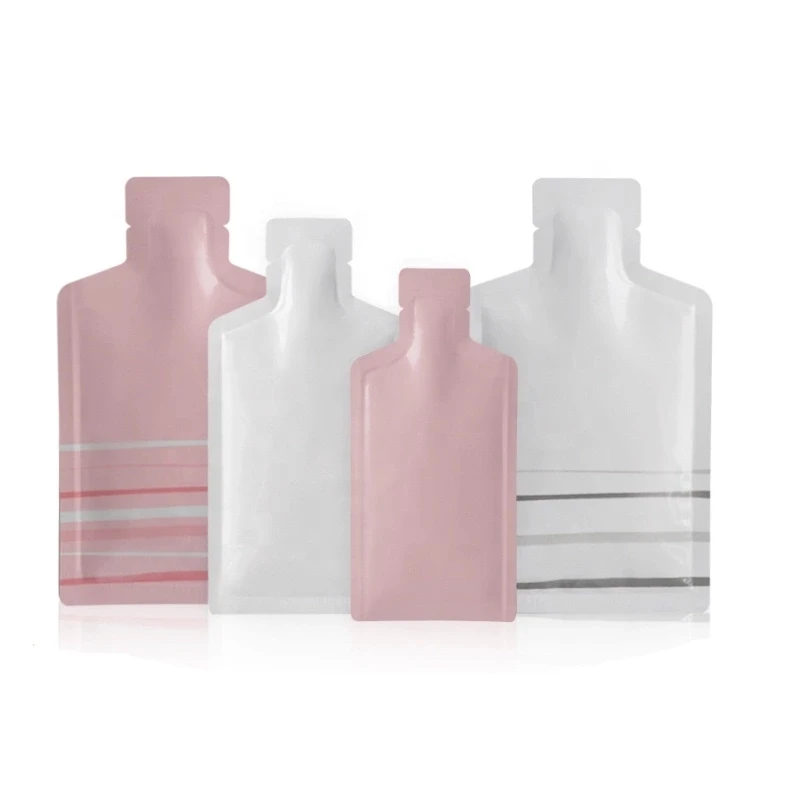 In Stock and Custom Lotion Cosmetics Alcohol Sample Use Small Sachets Cream 2ml Packet Narrow Bottle Irregular Shape Pouch