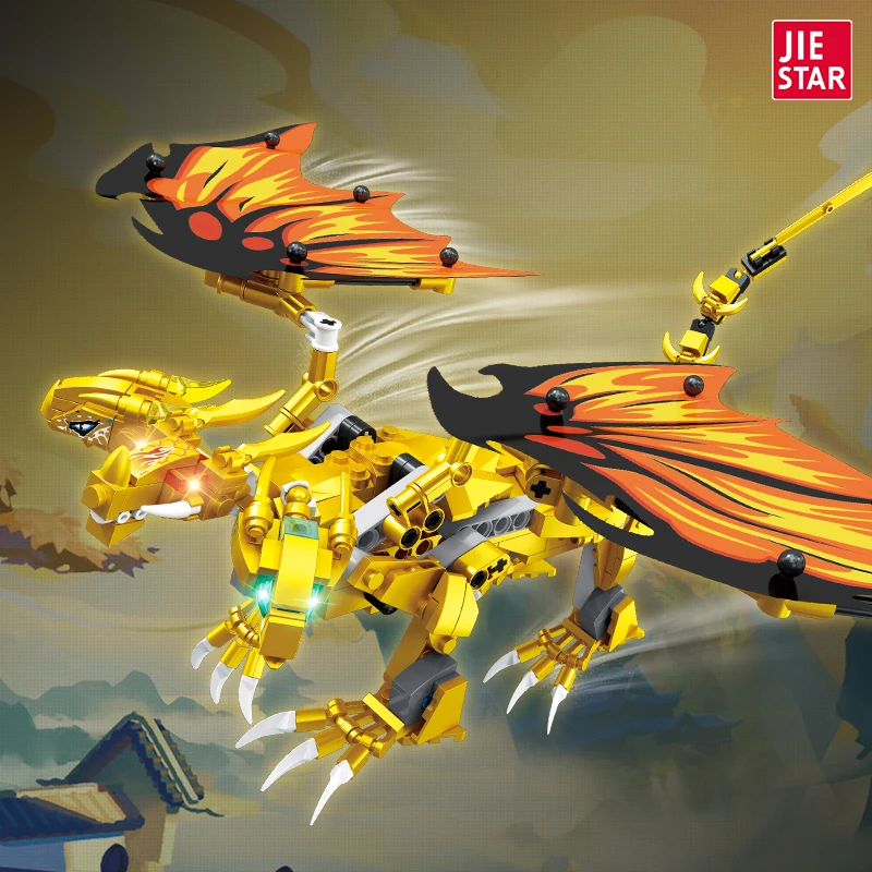 JIESTAR 452 Pcs Ninjago Lloyd Golden Ultra Dragon Model