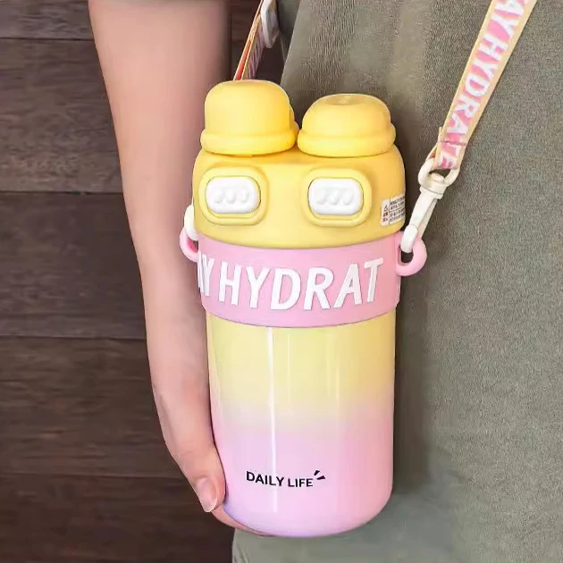 V53 Cute 540ml Double Drink Stainless Steel Tumblers Coffee Mug