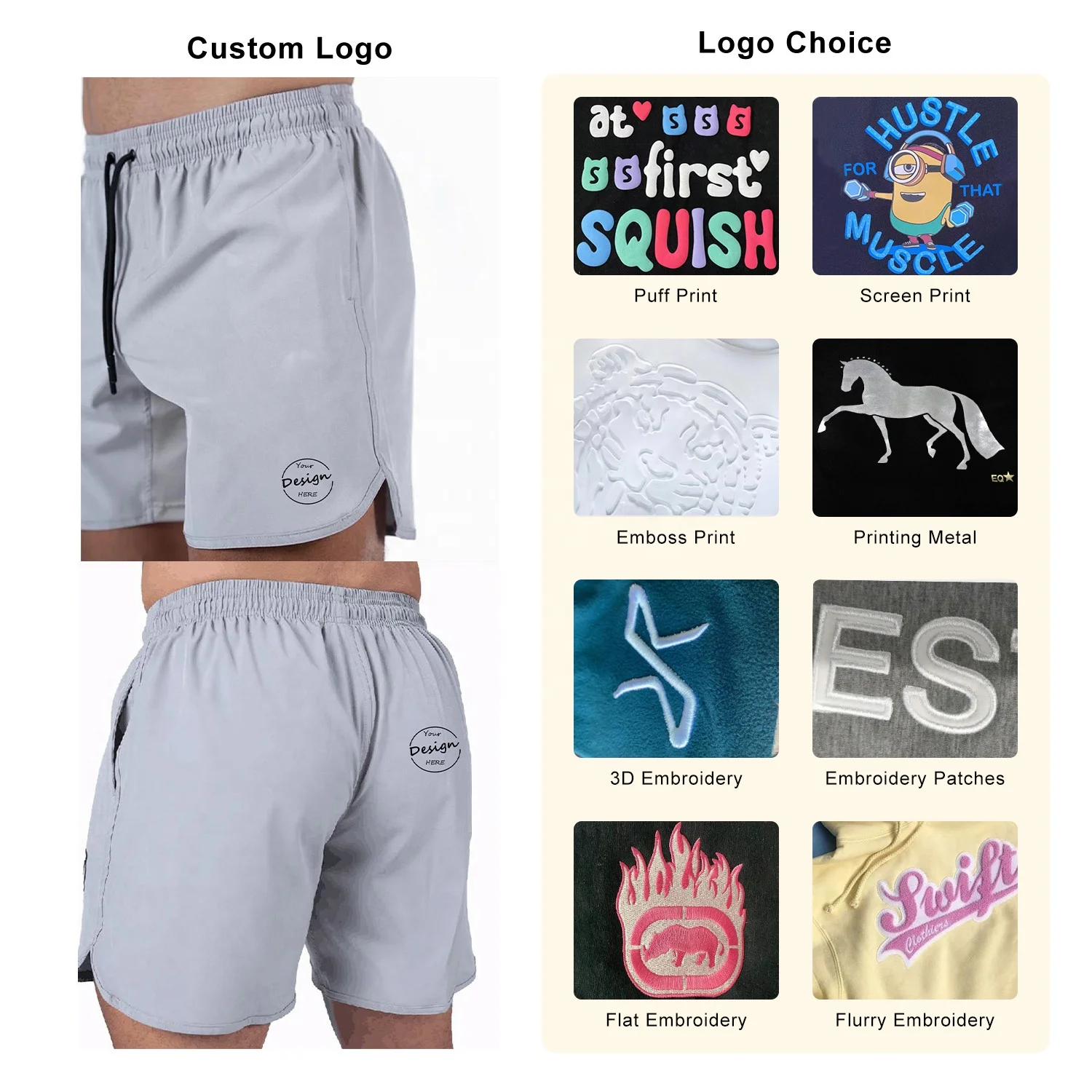 JL1122F Manufacturer Plus Size 2XL Gym Wear Workout High Quality Nylon Polyester Embroidery Shorts for Men