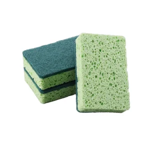 Hot Selling Household Cleaning Sponge Biodegradable and Compostable Sponges Cellulose Sponge with Scouring Pad