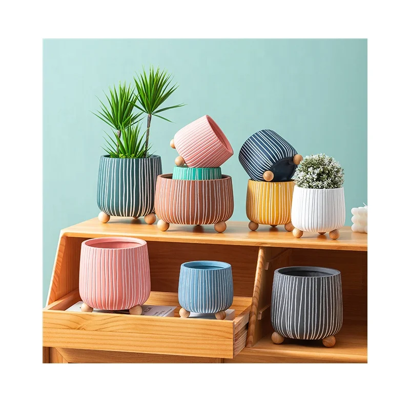 Горшок керамический самополивающийся синего цвета горшок бонсай яркий прямоугольный пустой цветочный белый Трипод полоса с