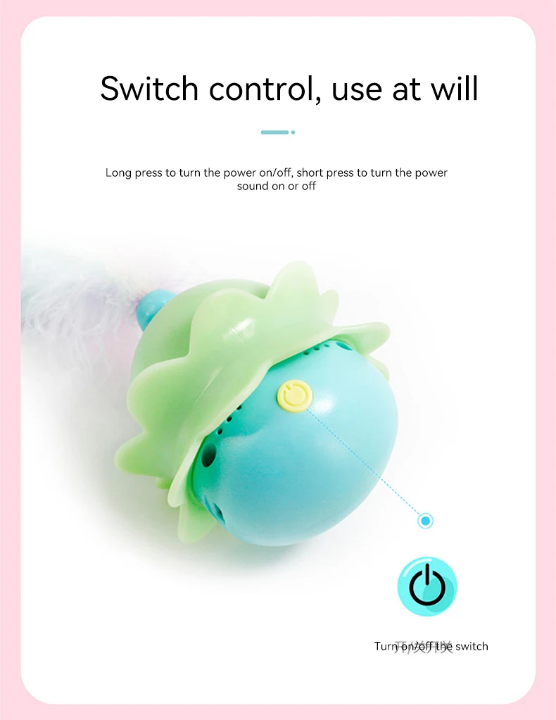 New Cat-tickling Machine Rotating Self - High Fun Cat Stick Little Monster Electric Sound Rotating Feather Pet Toy details