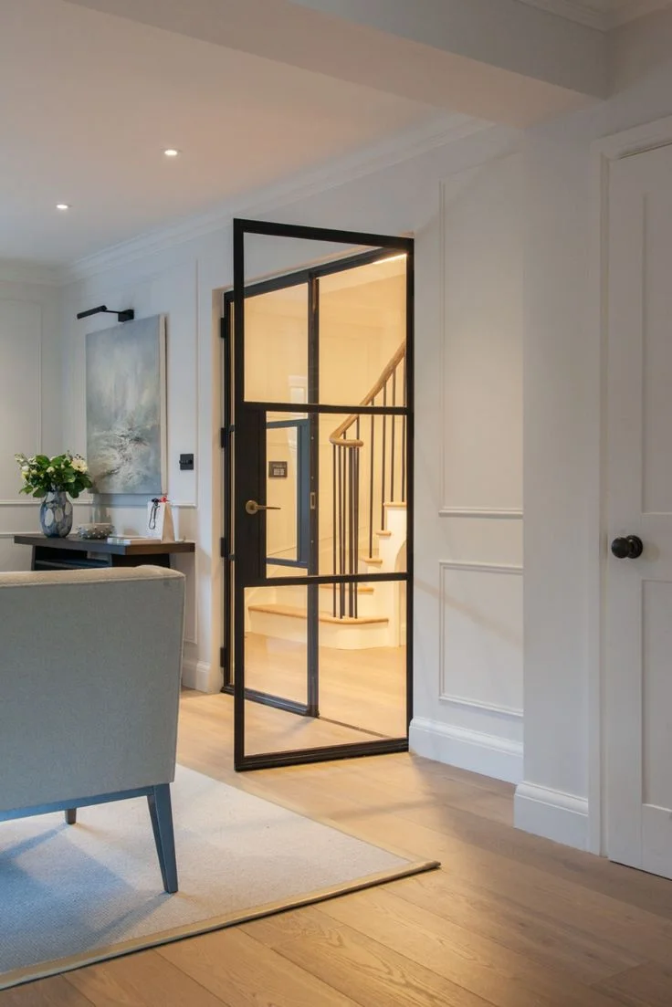 French Design Steel Looked Aluminum Frame Glass Hinged Door for Interior/exterior